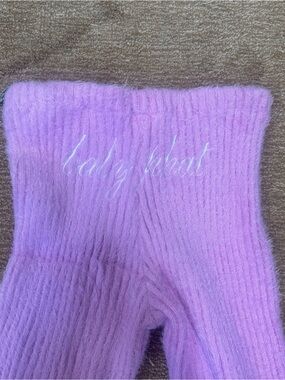 Forever21 x Baby Phat Mohair Fuzzy Soft Pink Ribbed Knit Pants Leggings Sz L
